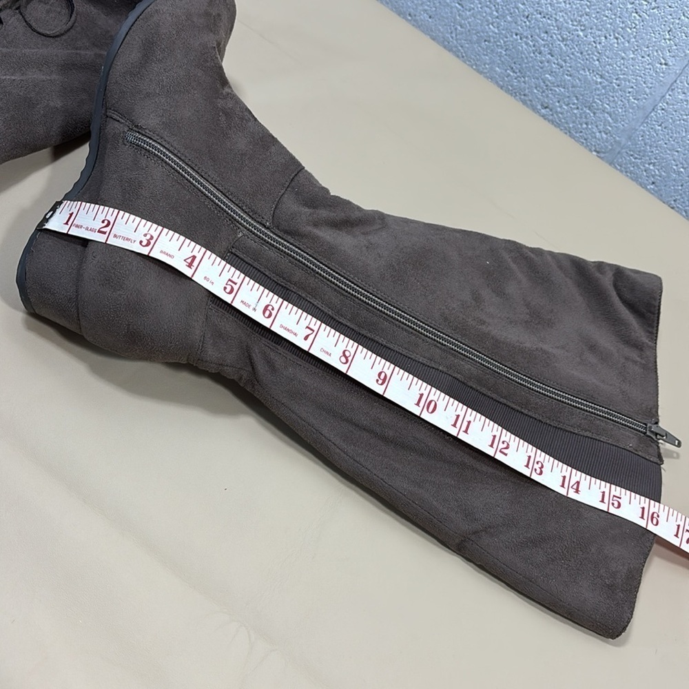 Brown side laced imitation suede low heeled boots​​​​​​ - Picture 11 of 11